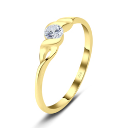 Gold Plated Spiral CZ Silver Ring NSR-2405-GP